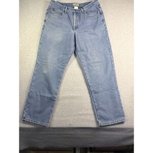 LL Bean Green Flannel Lined Jeans Men's 34x28  Faded Classic Fit Distressed Dad